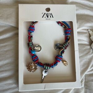 Zara Vibrant Red and Blue Necklace with Charms